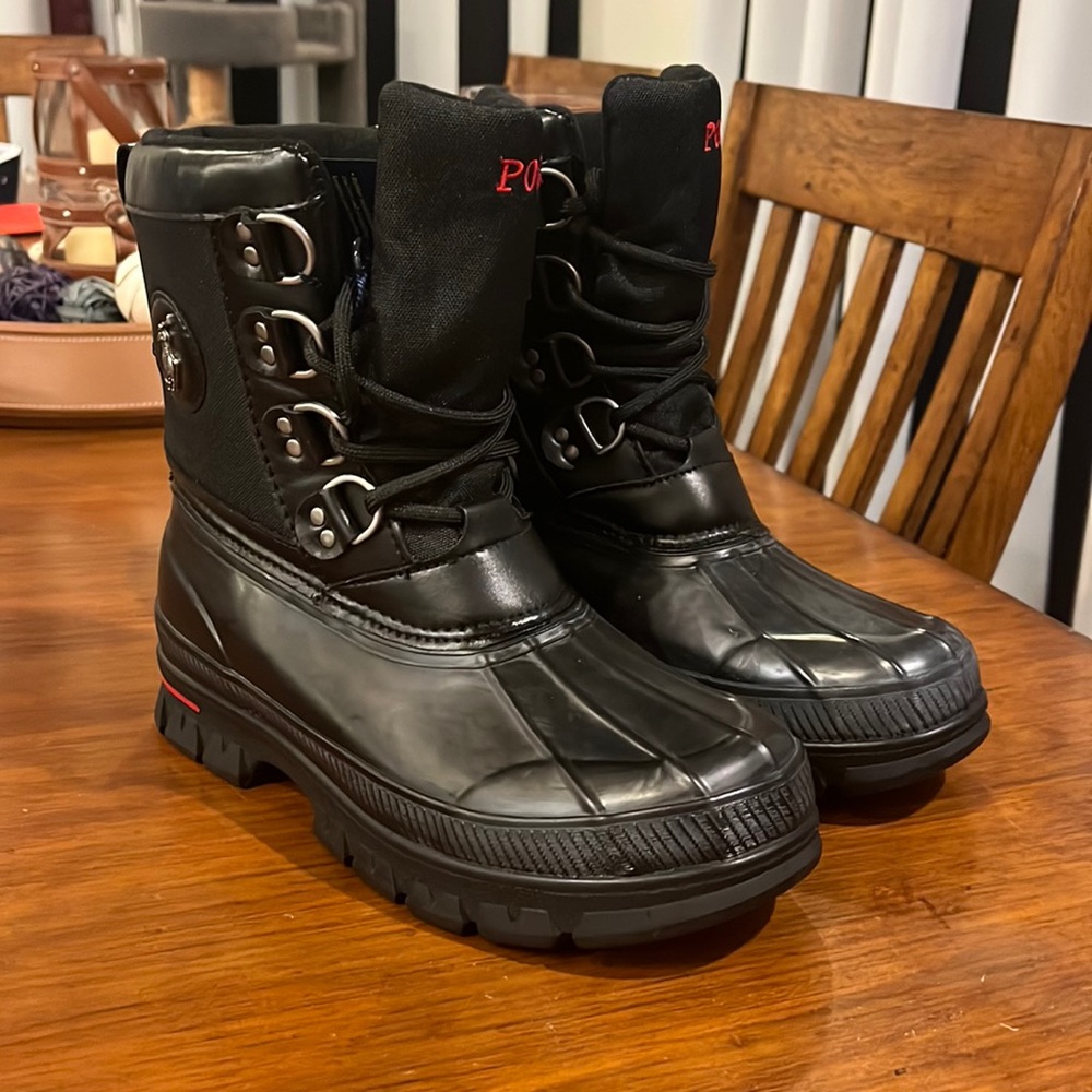 Polo Ralph Lauren Lowen Winter Duck Boots black new Mens Size 7 - Picture 1 of 16